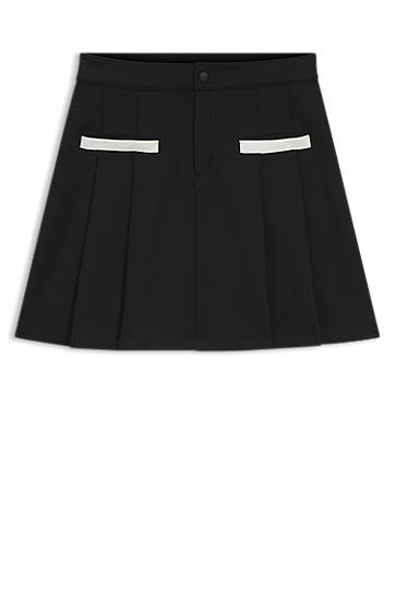Hame BOSS Pleated Jersey Skirt with Contrast Trim Musta | 50542759