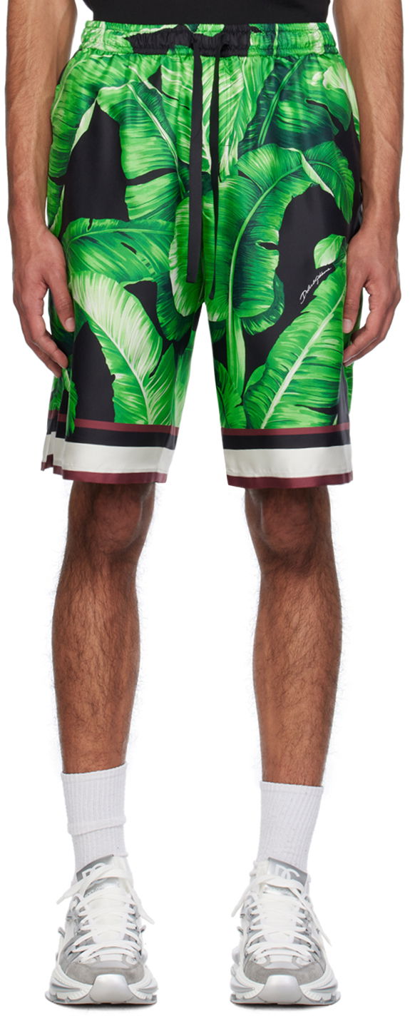 Shortsit Dolce & Gabbana Printed Shorts Vihreä | GV37ATIS1SG