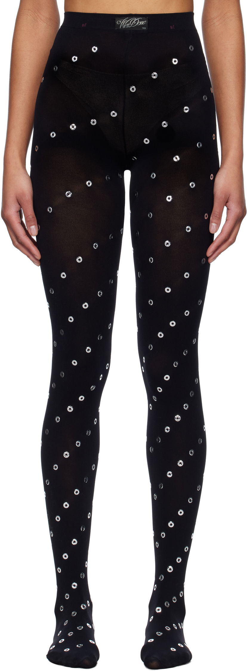 Sukat We11done We11done Eyelet Tights Musta | WD-LE0-25-285-W-BK
