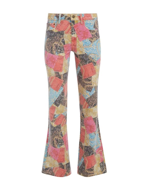 Housut ja farkut GUESS Printed Denim Flared Jeans Beige | W3GU18D4SK2, 0
