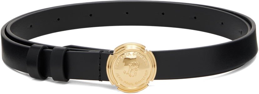 Vyöt Jean Paul Gaultier Jean Paul Gaultier Leather Belt with Gold Buckle Musta | 25/03-W-AC007-L037-00