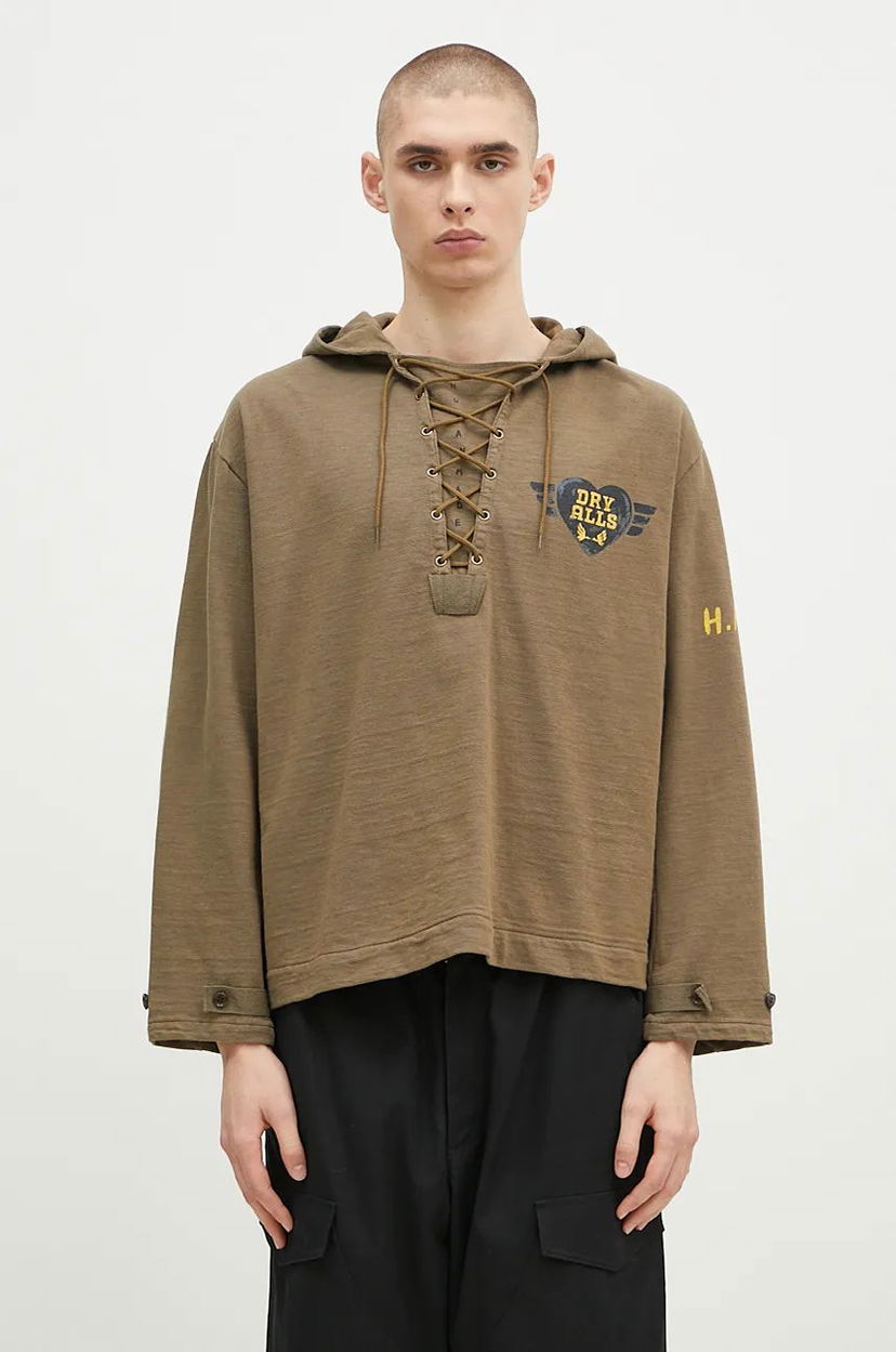Huppari Human Made Lace-Up Hooded Pullover Vihreä | HM28CS007