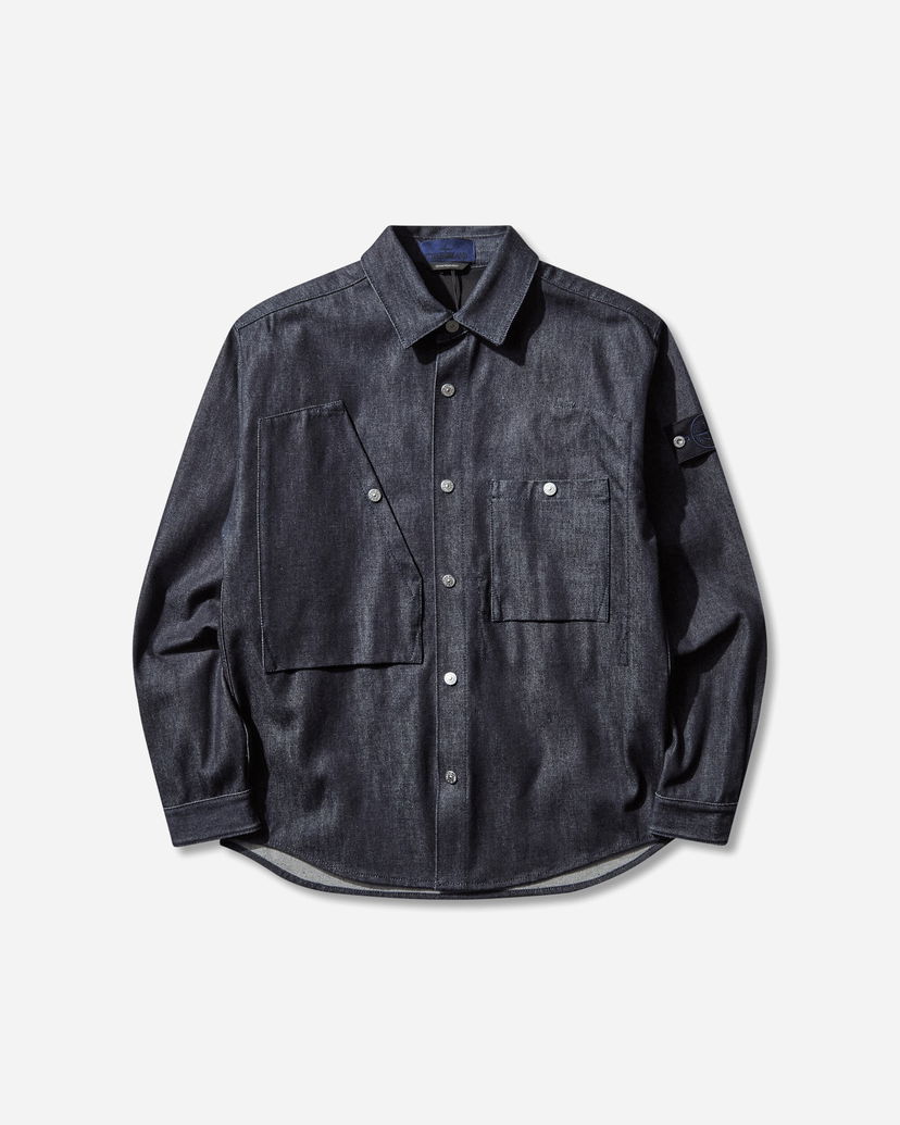 Paita Stone Island Long Sleeve Raw Denim Patch Pocket Shirt Tummansininen | K2S15-1100008-S00J8 VJ200