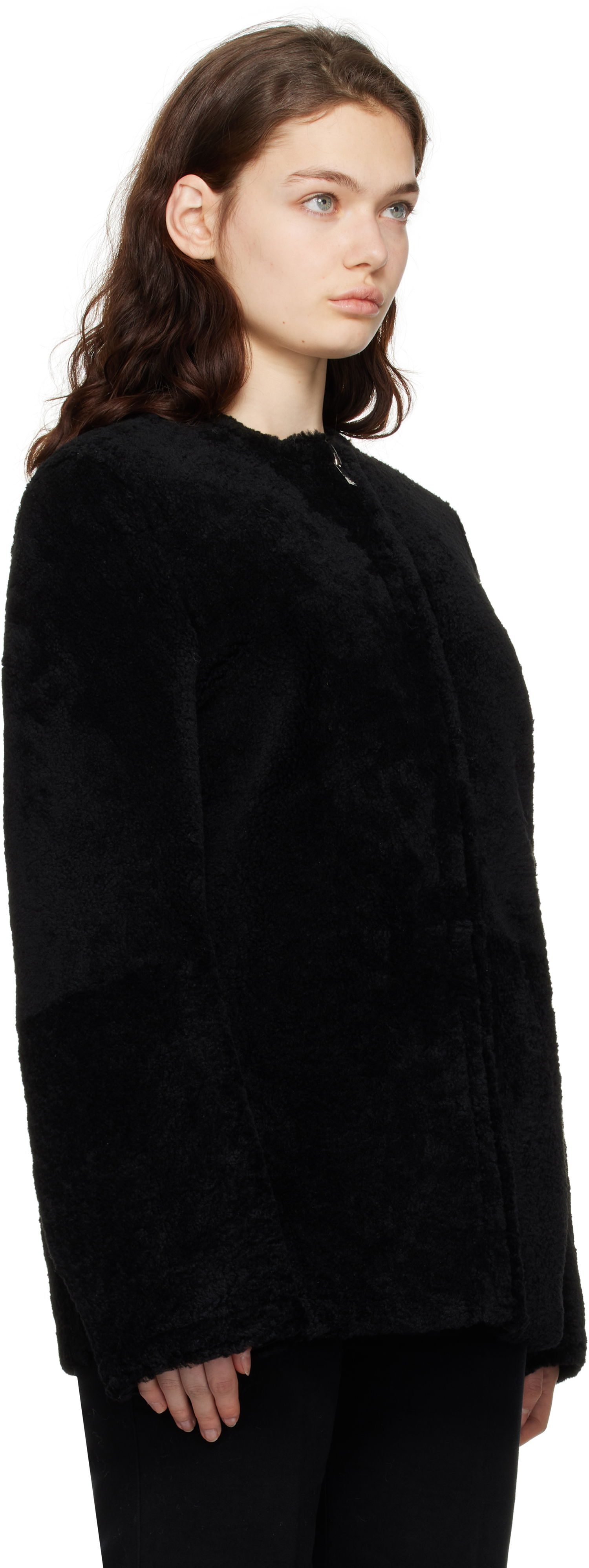Takki TOTEME TOTEME Zipped Teddy Shearling Jacket Musta | 251-WRO0184-LE0048, 1