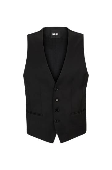 Liivi BOSS BOSS Slim-Fit Virgin-Wool Serge Waistcoat Musta | 50469160, 0