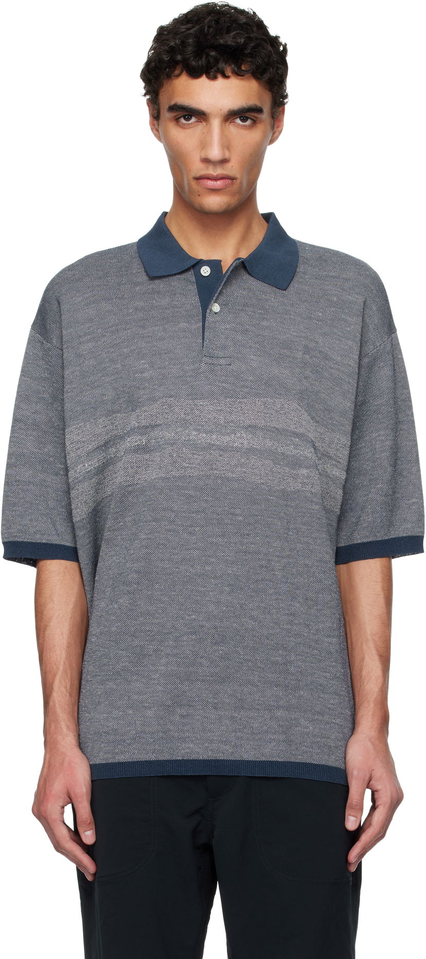 Poolopaita NANAMICA nanamica Linen Knit Polo Sininen | S25SH016U