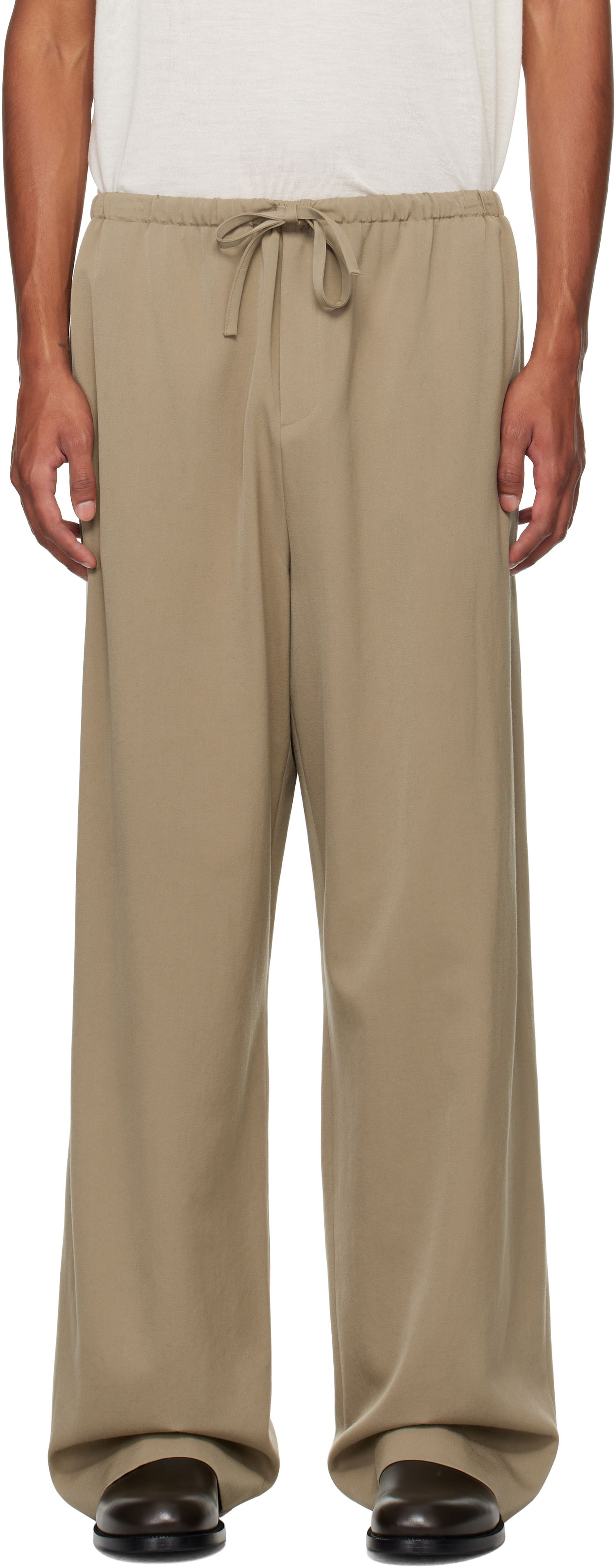 Housut The Row The Row Donatello Wide-Leg Trousers Beige | 657-W3038, 0