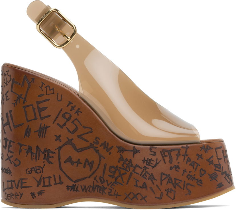 Kengänhoito CHLOÉ Chloe Maxime Wedge Sandals Ruskea | CHC25U09ZRT