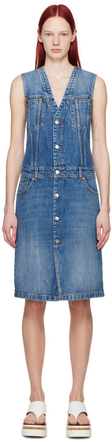 Mekko Stella McCartney Paneled Denim Midi Dress Sininen | 6D02763SPH69