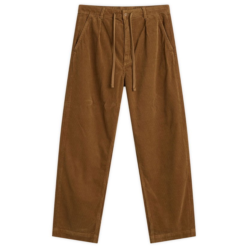 Housut Polo by Ralph Lauren Pleated Corduroy Easy Pants, Size Large Ruskea | 710944489007-BRN