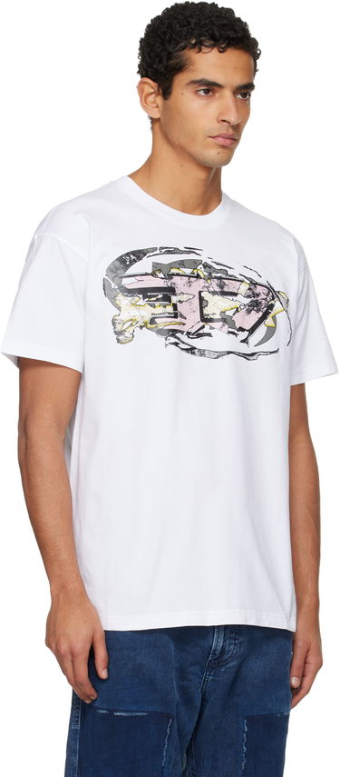 T-paita Diesel Short-Sleeve Crewneck Graphic Print T-shirt Valkoinen | A19571-0PLAT-100, 1