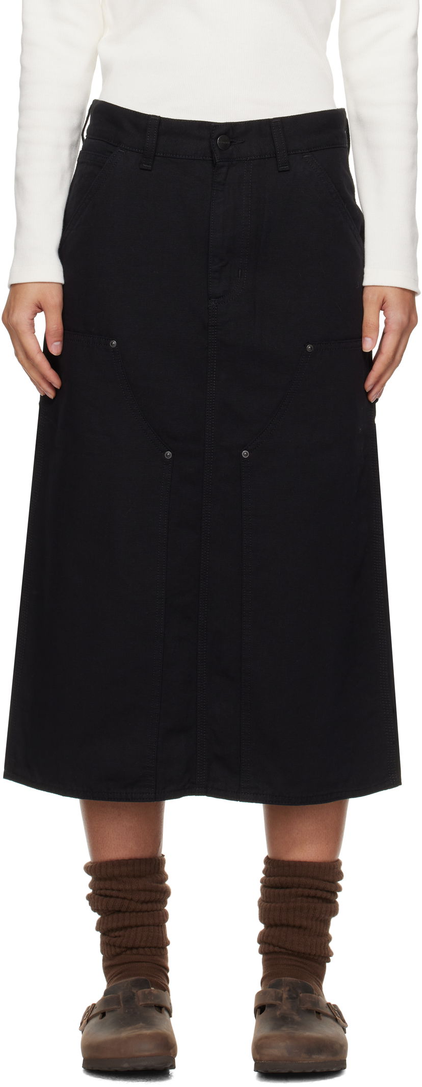 Hame Carhartt WIP Double Knee Midi Skirt Musta | I033773 8902