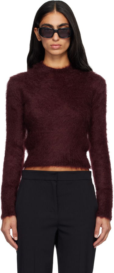 Villapaita Max Mara Max Mara Adatti Fuzzy Cropped Mock-Neck Sweater Burgundia | 2521366263600, 0