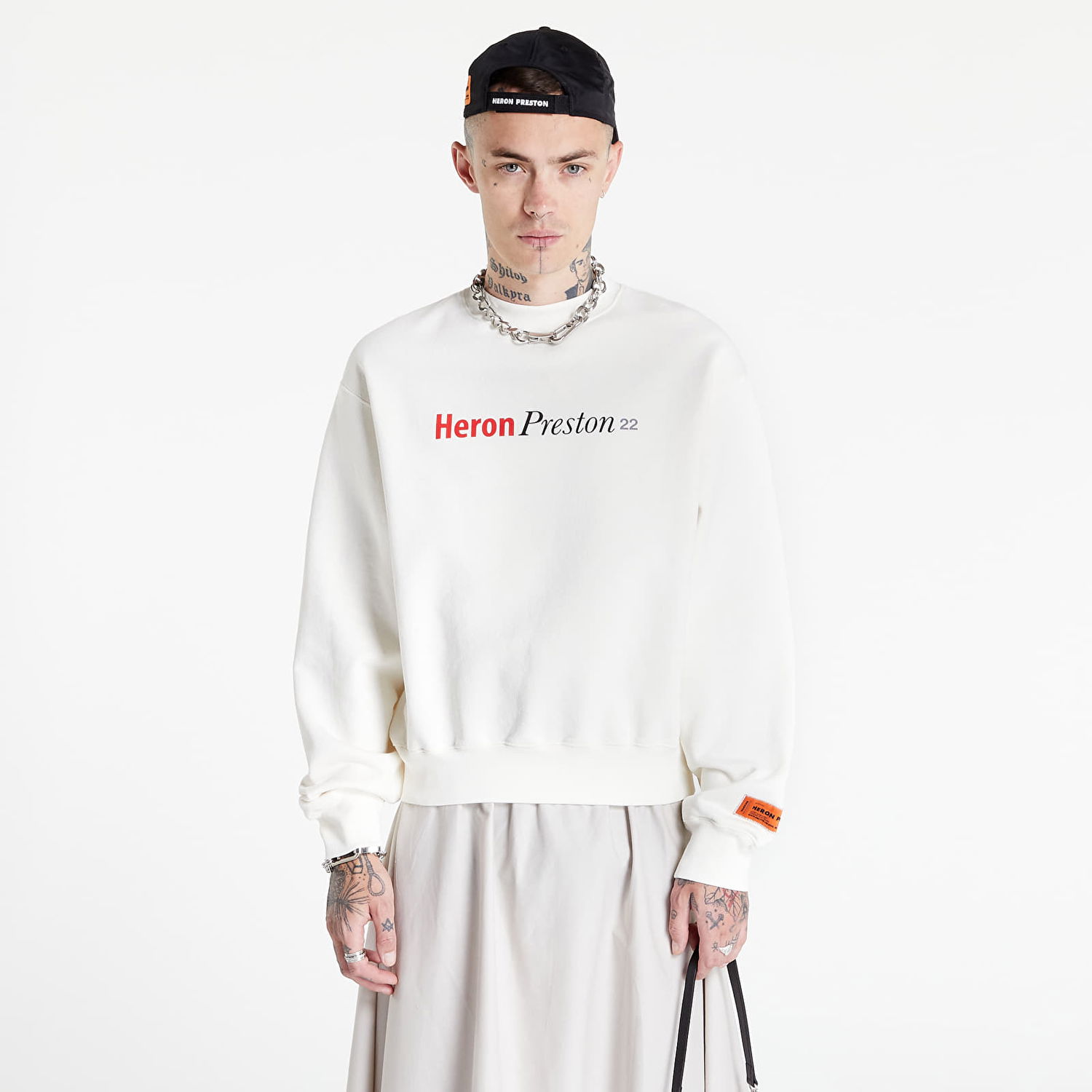 Huppari HERON PRESTON Multi Heron Censored Crewneck Valkoinen | HMBA020F22JER0070184, 0
