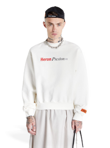 Huppari HERON PRESTON Multi Heron Censored Crewneck Valkoinen | HMBA020F22JER0070184