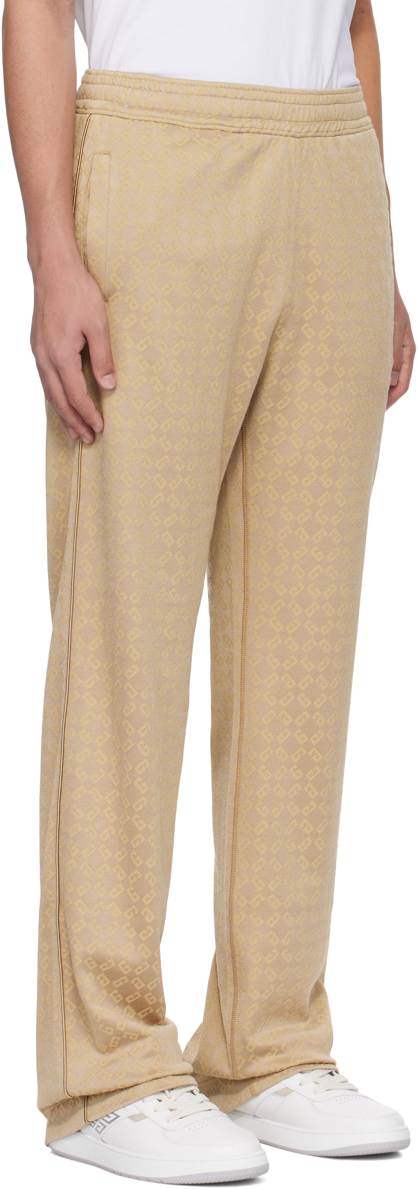 Verryttelyhousut Givenchy Shiny Monogram Jacquard Sweatpants Beige | BM51HS316G277, 1