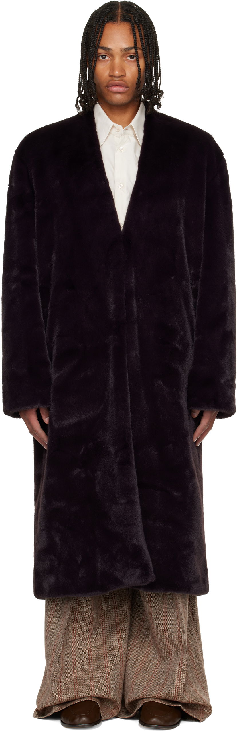 Takit Casablanca Shawl Faux-Fur Coat Musta | M-AW25-OT-218-01