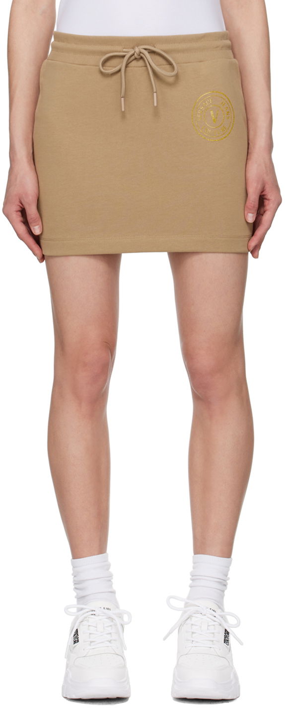 Hame Versace Jeans Couture Tan V-Emblem Miniskirt Beige | E76HAEG06_ECF01G