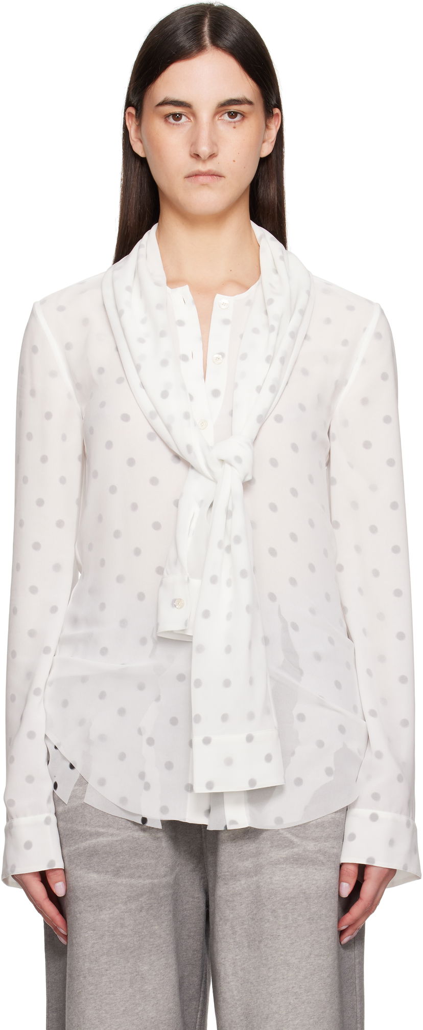 Paita Acne Studios Acne Studios Layered Polka Dot Blouse Valkoinen | AC0721-