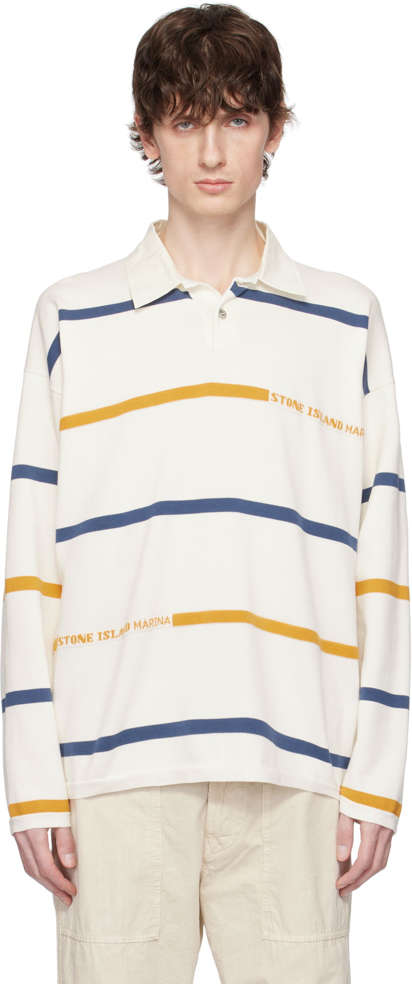 Poolopaita Stone Island Stone Island Striped Organic Cotton Polo Valkoinen | K1S15 5100035 S00XB