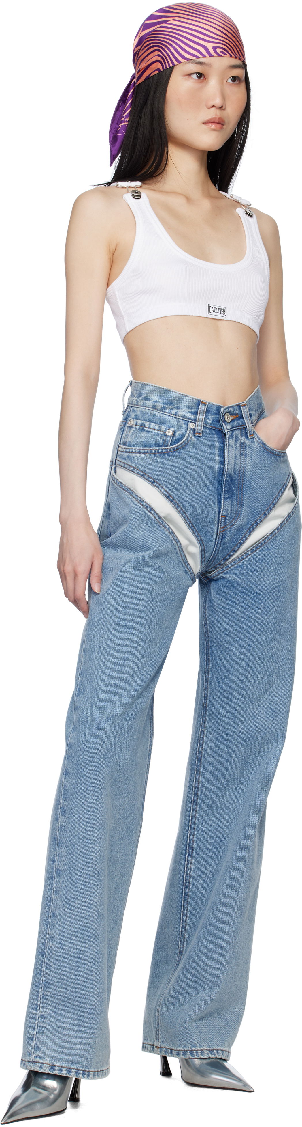 Huivi Jean Paul Gaultier 'The Body Morphing Marinière' Scarf Violetti | 25/33-U-EC052-C573-0100, 1