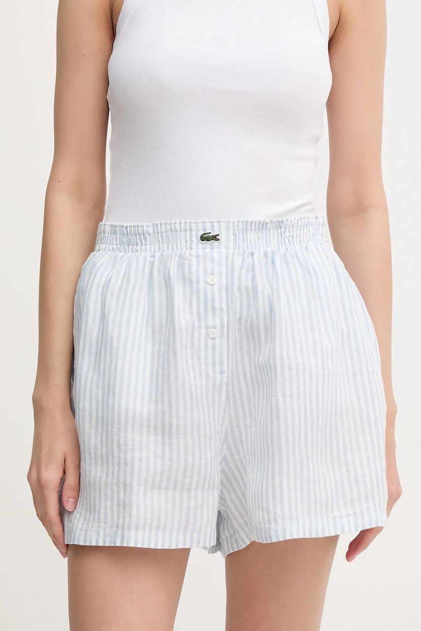 Shortsit Lacoste Lacoste High Waist Linen Shorts Sininen | FF0226