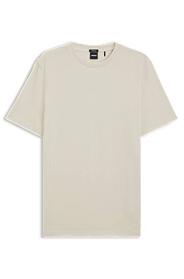 T-paita BOSS Cotton T-shirt with herringbone structure Beige | 50549601