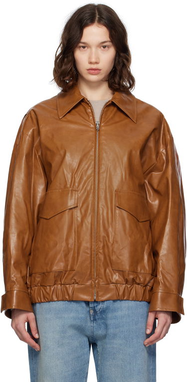 Bomber-takki Maison Margiela MM6 Maison Margiela Oversized Faux-Leather Bomber Jacket Ruskea | S52AM0325 M35465, 0