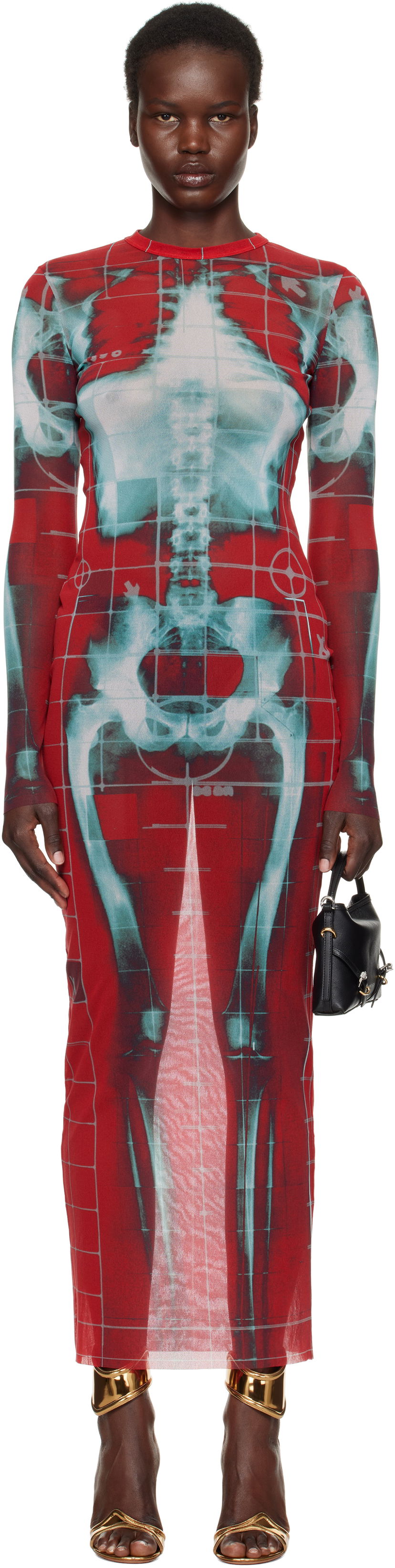 Mekko Jean Paul Gaultier Jean Paul Gaultier 'The Squeletor' Maxi Dress Punainen | 25/33-F-RO309-T580-3058