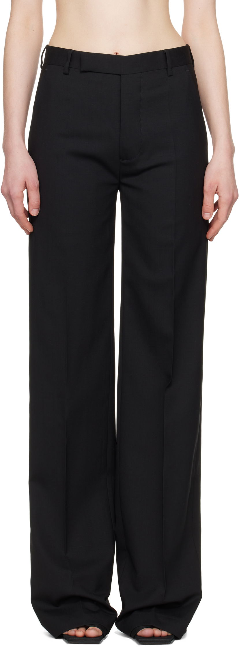 Housut Rick Owens Rick Owens Hollywood Dietrich Wide-Leg Trousers Musta | RP01E7302 ZL