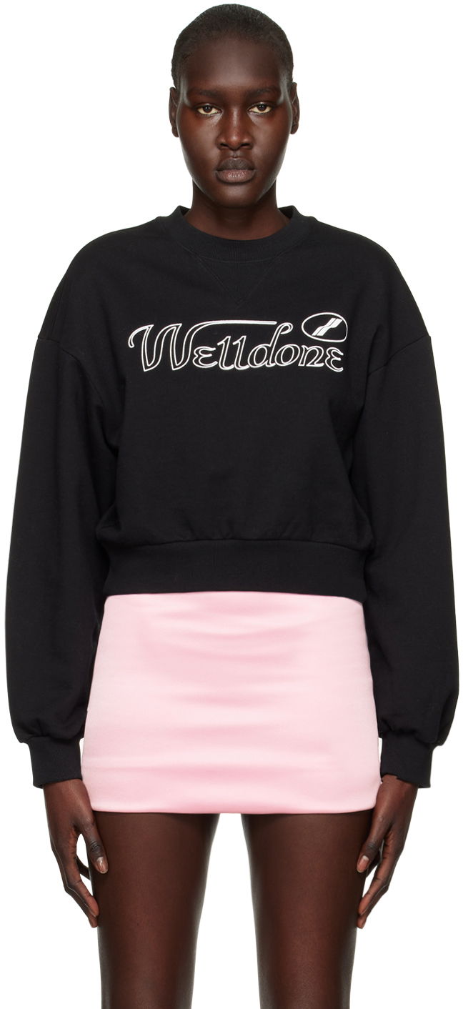 Villapaita We11done We11done Cropped Sweatshirt Musta | WD-TS3-22-860-W-BK