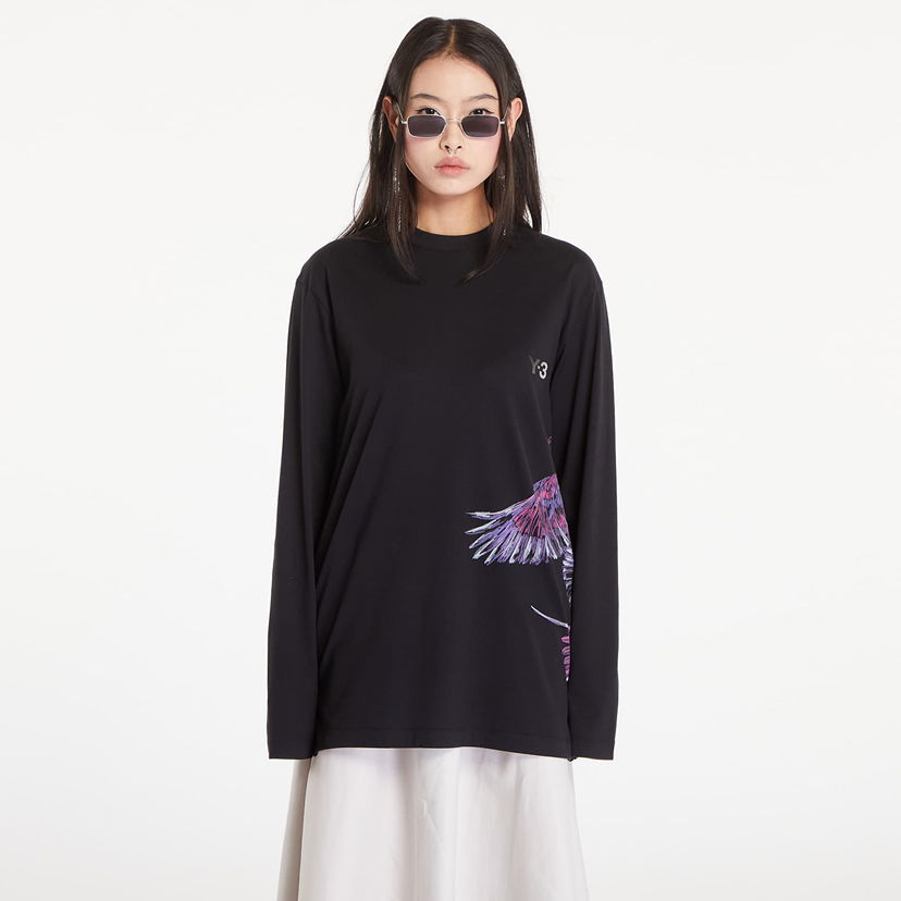 T-paita Y-3 Graphic Long Sleeve Tee UNISEX Musta | IX5037