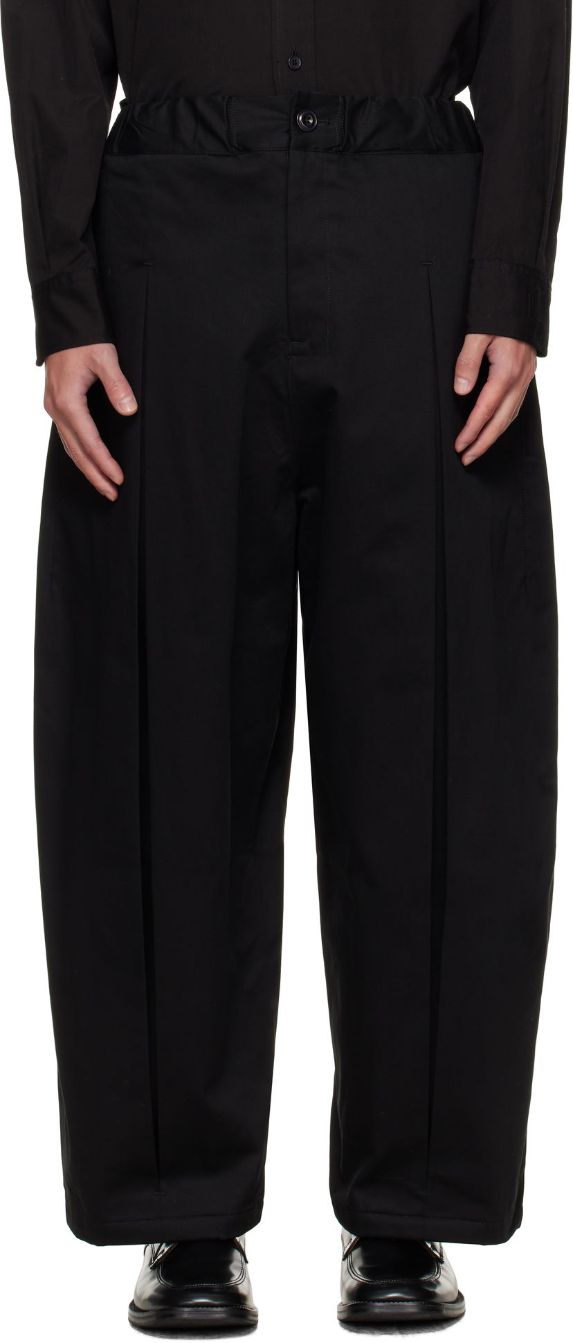 Housut sage NATION SAGE NATION Box Pleat Trousers Musta | S011 BOX PLEAT TROUSER COTTON