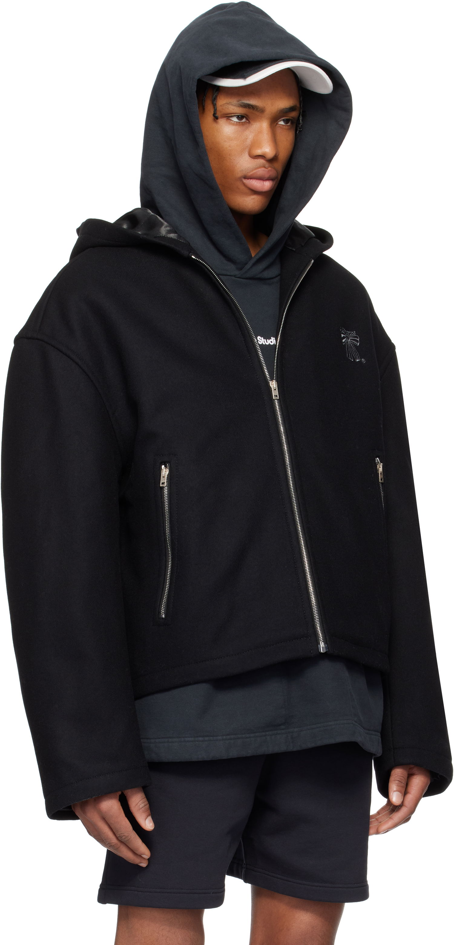 Takki Acne Studios Acne Studios Hooded Wool Blend Jacket Musta | B90811-, 1