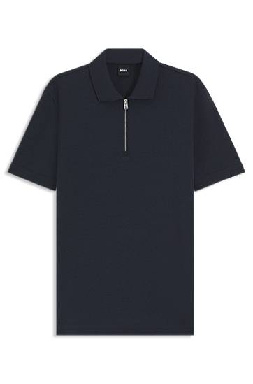 Poolopaita BOSS Zip-Neck Piqué Polo Shirt Tummansininen | 50544091