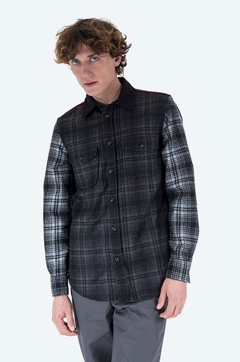 Paita WOOLRICH Alaskan Melton Wool Shirt Long Sleeve Musta | CFWOOS0051MRUT2355
