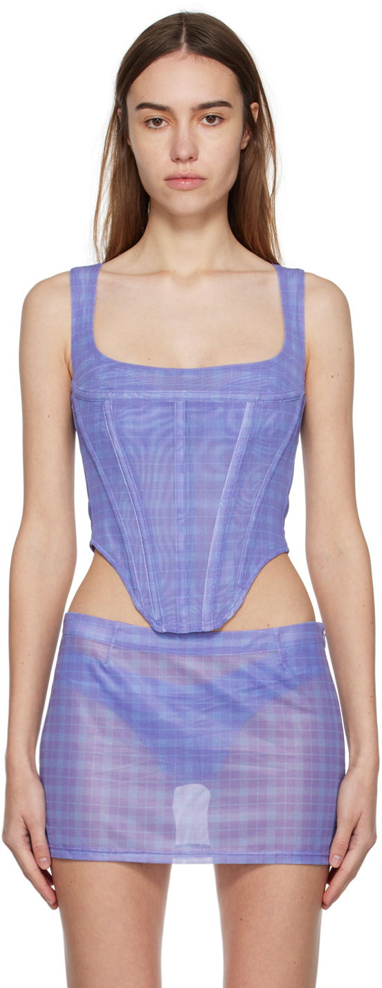 Hame Miaou Miaou Campbell Plaid Tank Top Violetti | 7020PM1BPP