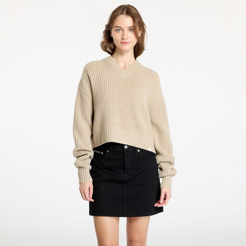 Villapaita CALVIN KLEIN Chunky V-Neck Sweater Pelican Beige | J20J224635 PD7