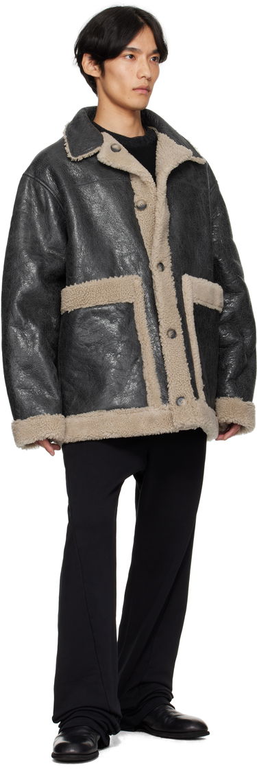 Takki Maison Margiela MM6 Maison Margiela Crackled Reversible Shearling Jacket Musta | SH0AM0063 M07010, 3