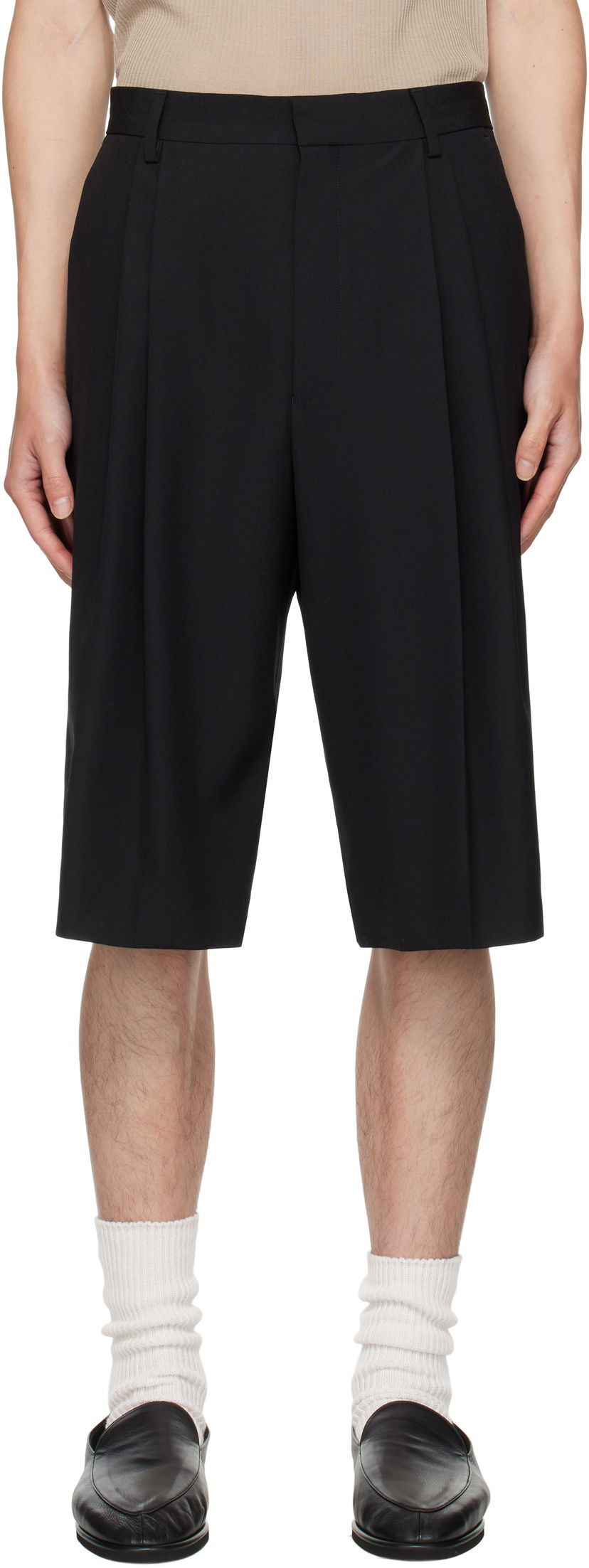 Shortsit Dries Van Noten Dries Van Noten Wool Pleated Shorts Musta | 252-020935-2057