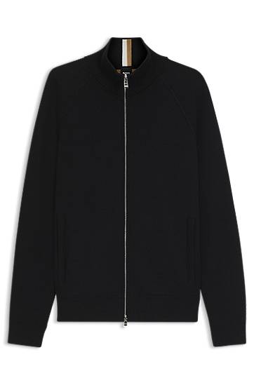 Villapaita BOSS Zip-up cardigan in cotton and virgin wool Musta | 50543150