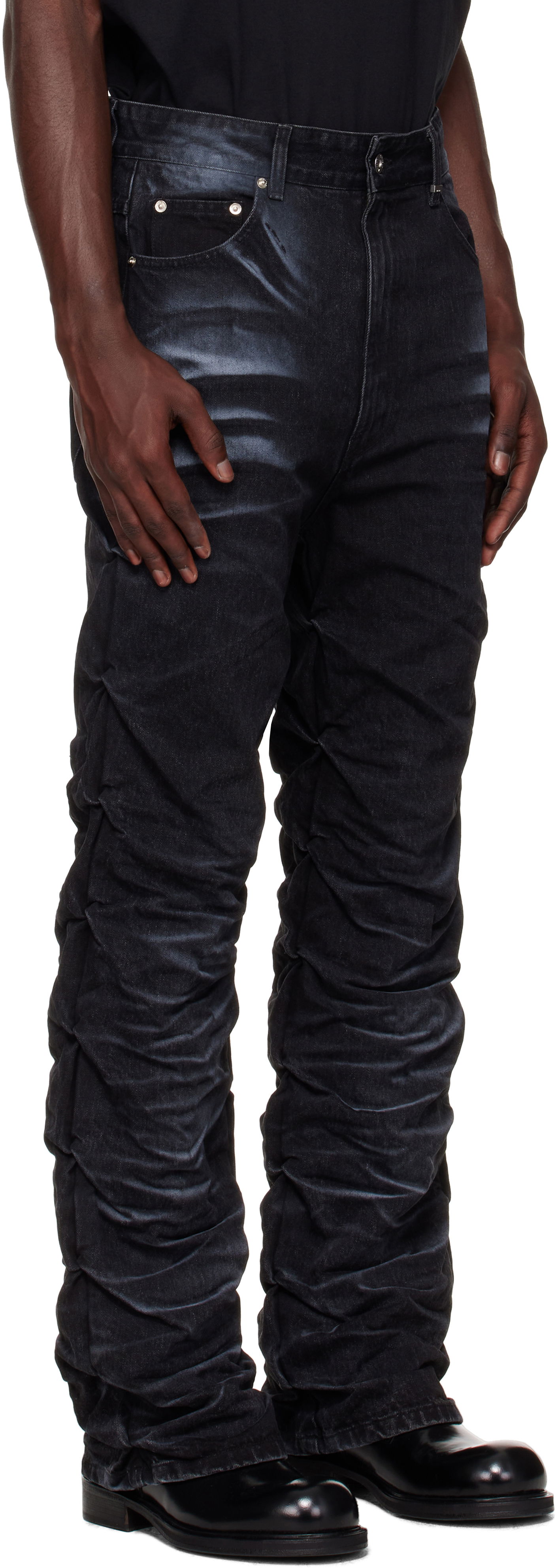 Jeans We11done We11done Textured Fold Jeans Musta | WD-DP2-25-356-M-BK, 1