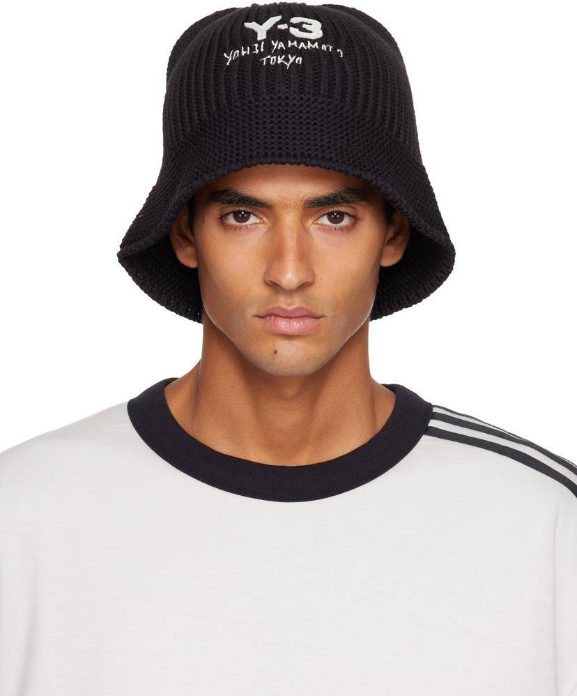 Hattu Y-3 Y-3 Heritage Knit Bucket Hat Musta | JX8305