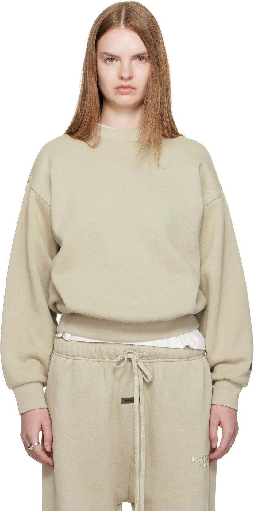 Huppari Fear of God Fear of God ESSENTIALS Classic Fit Crewneck Sweatshirt Beige | 192SP255556FW