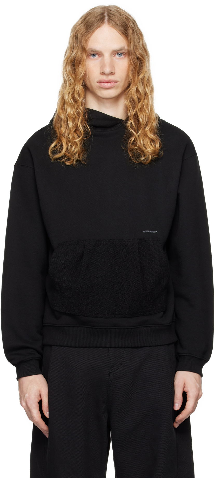 Huppari ADER ERROR Black Patch Pocket Hoodie Musta | BN01FWHD0106BK