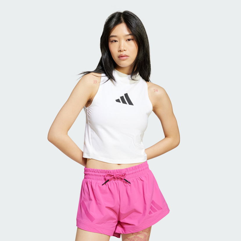 Tankkitoppi adidas Performance Cropped Mock Neck Training Tank Top Valkoinen | JX4316