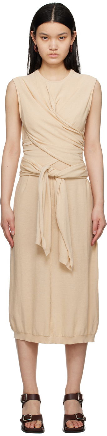 Mekko LEMAIRE Midi Dress With Knot Beige | DR1022 LK116