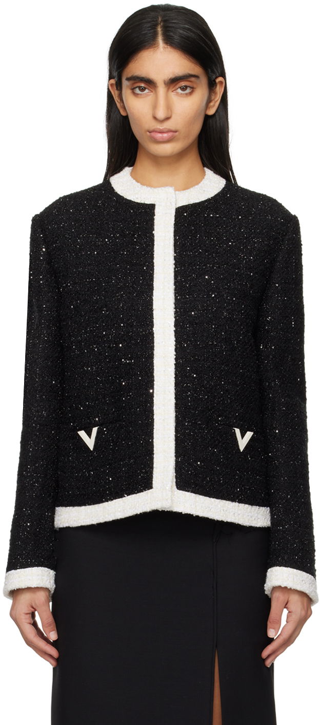 Takki Valentino Black Metallic Jacket Musta | 4B3CE27P8C8