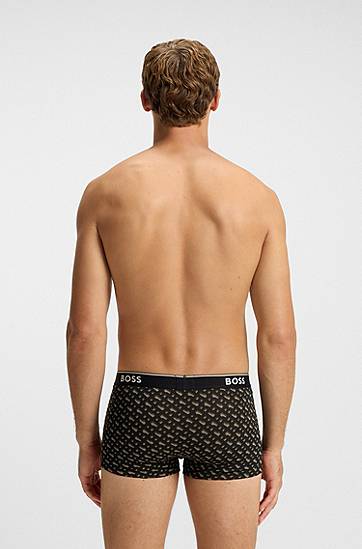 Nyrkkeilijät BOSS Assorted three-pack of solid and patterned trunks in stretch cotton Monivärinen | 50554443, 1