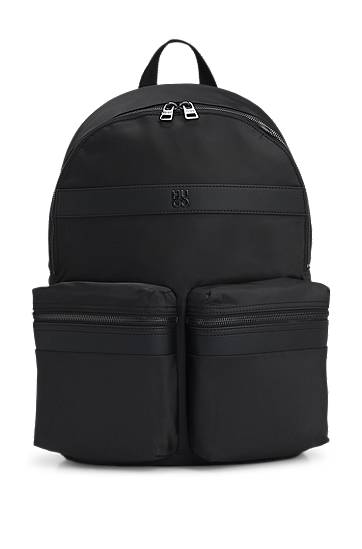 Reppu BOSS Twill Backpack with Logo Trim Musta | 50547405
